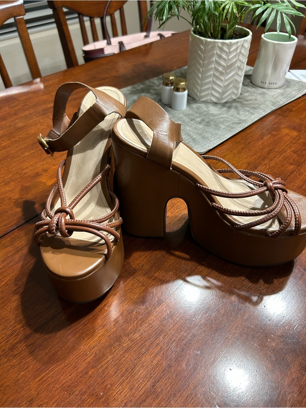 SCHUTZ Brown Knotted Platform Sandals